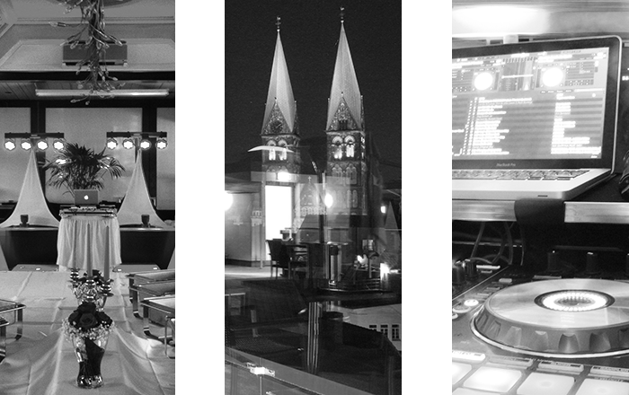 Der Hochzeits Dj aus Bremen, Eine Collage aus diversen Hochzeiten / Im Grothenns, Blick auf den Dom, Bild von der Technik